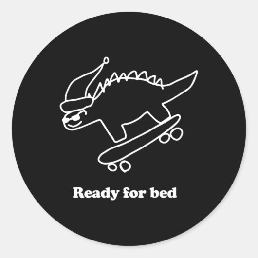 Ready For Bed Dinosaur Skateboarding  ラウンドシール (正面)