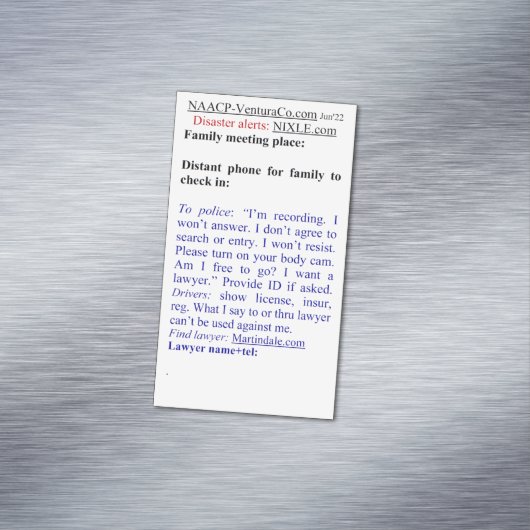 Ready for Emergencies: Disasters or Police マグネット名刺 (インサイチュ)