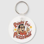 Ready for Pickleball Cartoon Thumbs Up Guy キーホルダー (正面)