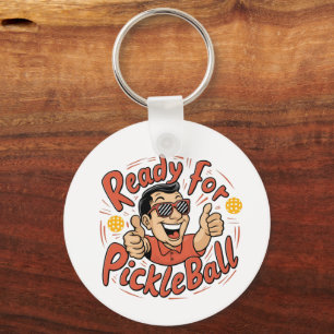 Ready for Pickleball Cartoon Thumbs Up Guy キーホルダー