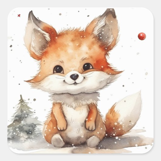 Ready For Winterキツネ スクエアシール (正面)