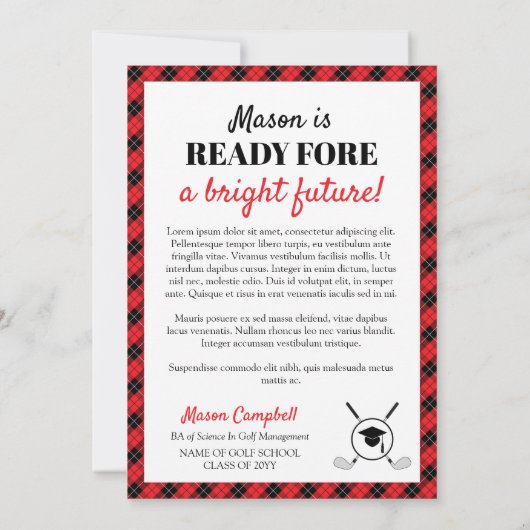 Ready Fore Bright Future Golf Graduation 案内状 (裏面)
