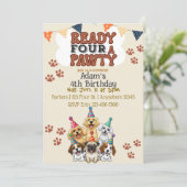 Ready FOUR a Pawty, Dog 4th Birthday Invitation 招待状 (スタンド正面)