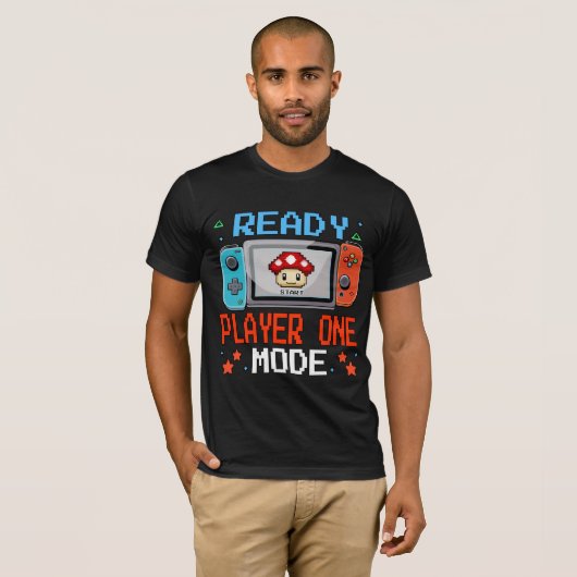 Ready Player One モード ピクセルアート ゲーミングTシャツ Tシャツ (正面フル)