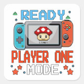 Ready Player One Mode – Retro Pixel Gamer Design スクエアシール (正面)