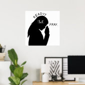 Ready Set 祈 Philippians 4:6女の子の祈SVG ポスター (ホームオフィス)