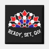 Ready Set Goブラックスクエアマグネット マグネット (正面)