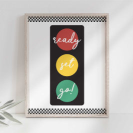 Ready Set Goレースカーパーティー標識 フォトプリント