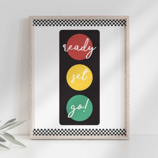 Ready Set Goレースカーパーティー標識 フォトプリント