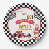 Ready Set Go Race On Boy Birthday ペーパープレート (正面)