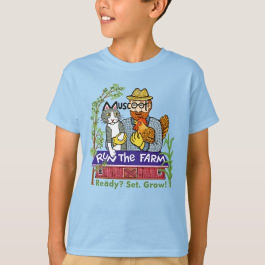 「Ready, Set, Grow」デザインで農場を走ろう Tシャツ (正面)