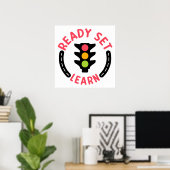 Ready Set Learn – Traffic Light Inspired Logo ポスター (ホームオフィス)