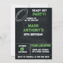 Ready Set Party Football Birthday Invitation 招待状