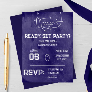 Ready Set Party Football Watch Party Invitation 招待状