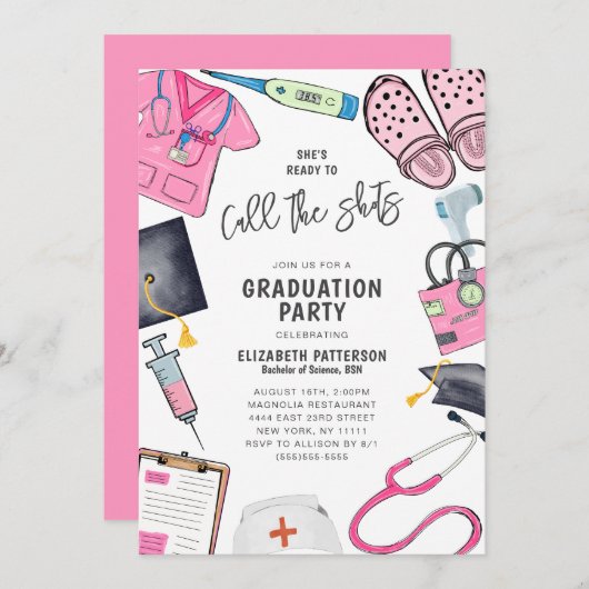 Ready Shots Nursing School Graduation 招待状 (正面/裏面)