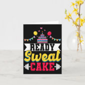 Ready Sweat Cake Womens Gym Fitness Workout Birthd カード (黄色い花)