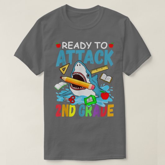 Ready To Attack 2nd Grade Back To School Shark Sec Tシャツ (デザイン正面)