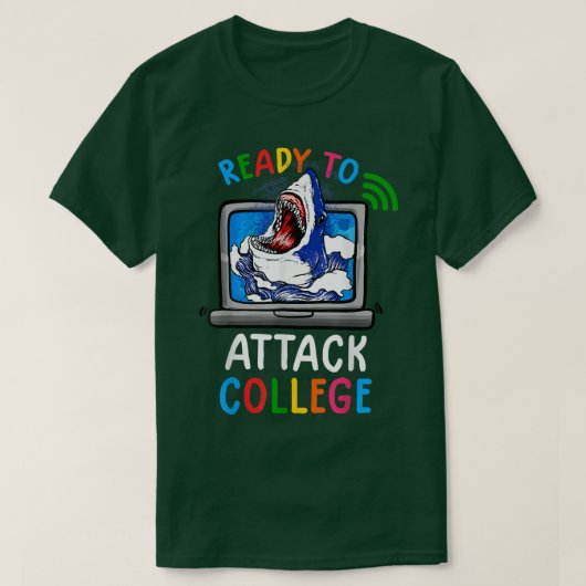 Ready To Attack Virtual College Shark Back To Scho Tシャツ (デザイン正面)