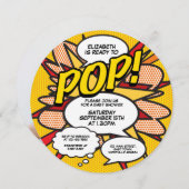 Ready to Baby Shawerポップ・アートのフォトおもしろいレトロ漫画 招待状 (正面/裏面)