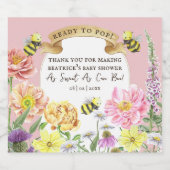 Ready to Beeポップ・アートの and Wildflower Baby Shower スパークリングワインラベル (シングルラベル)