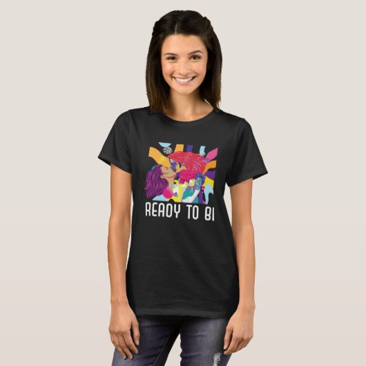Ready to Bi Bisexual Rainbow Pride Bisexuality LGB Tシャツ (正面フル)