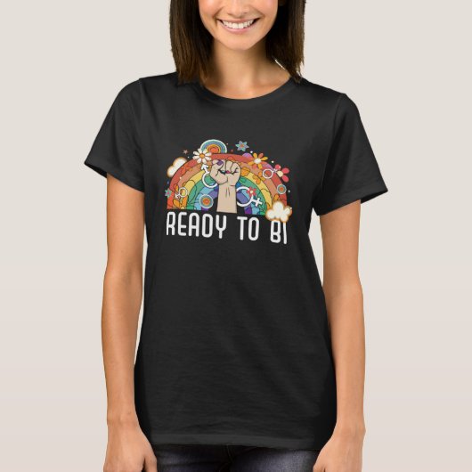 Ready to Bi Bisexual Rainbow Pride Bisexuality LGB Tシャツ (正面)