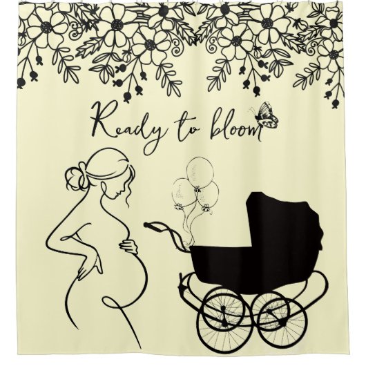 Ready to Bloom Baby Shower Backdrop シャワーカーテン (正面)