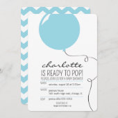Ready to Blueバポップ・アートのルーンボーイベビーシャワー招待状 招待状 (正面/裏面)