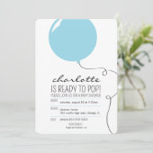 Ready to Blueバポップ・アートのルーンボーイベビーシャワー招待状 招待状 (スタンド正面)