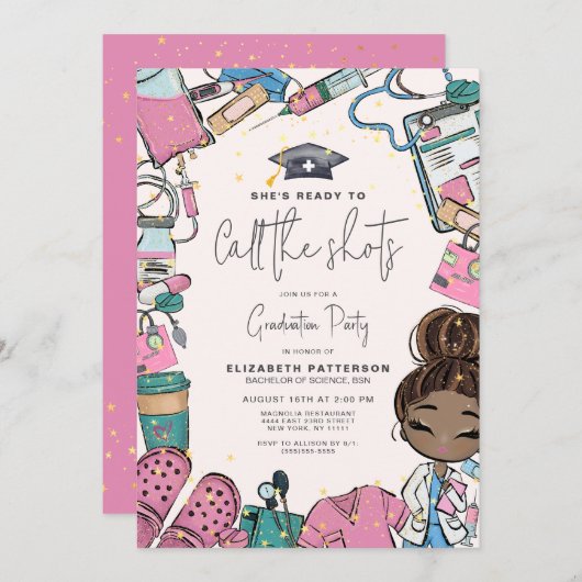 Ready to Call Shotsナース卒業パーティー 招待状 (正面/裏面)