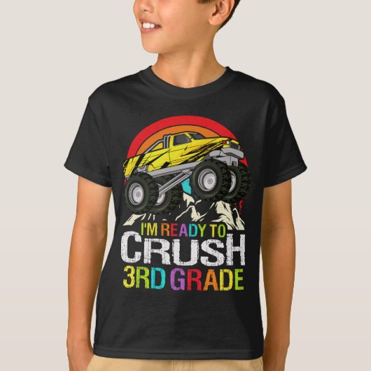 Ready To Crush 3rd Grade School Monster truck Tシャツ (正面)