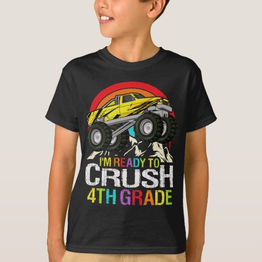 Ready To Crush 4th Grade School Monster truck Tシャツ (正面)