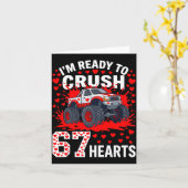 Ready To Crush 67 Hearts Monster Truck Valentines  カード (黄色い花)