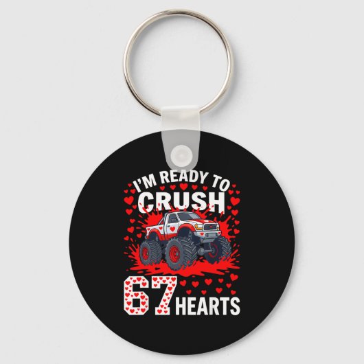 Ready To Crush 67 Hearts Monster Truck Valentines  キーホルダー (正面)