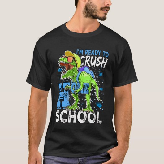 Ready To Crush Homeschool T Rex Dinosaur Back to S Tシャツ (正面)