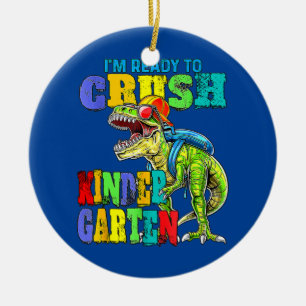 Ready To Crush Kindergarten Dinosaur Back To セラミックオーナメント