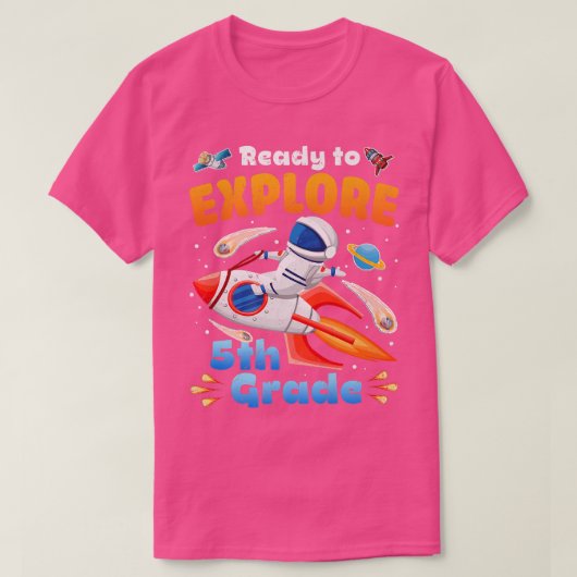 Ready to Eplore 5th Grade Cute Astronaut Boys Girl Tシャツ (デザイン正面)