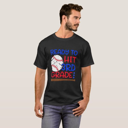 Ready To Hit 3rd Grade Baseball Third Grade Back T Tシャツ (正面フル)
