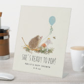 Ready to Matuesポップ・アートの Hedgehog赤ちゃんシャワーピンクP 台座サイン (インサイチュ)