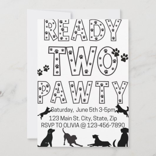 Ready to Pawty Birthday Invitation 招待状 (正面)