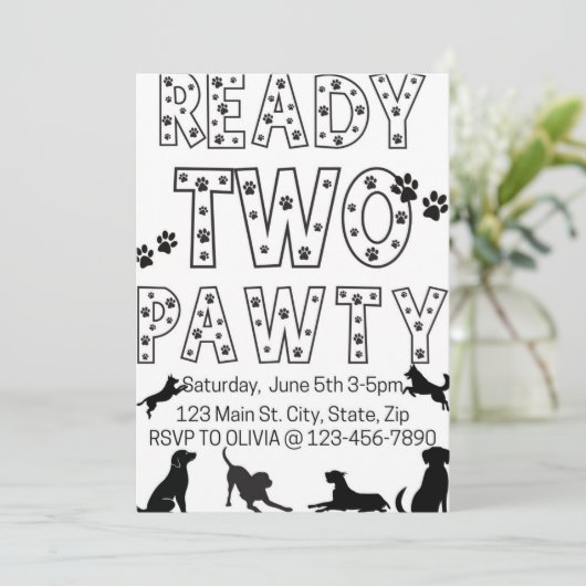 Ready to Pawty Birthday Invitation 招待状 (スタンド正面)