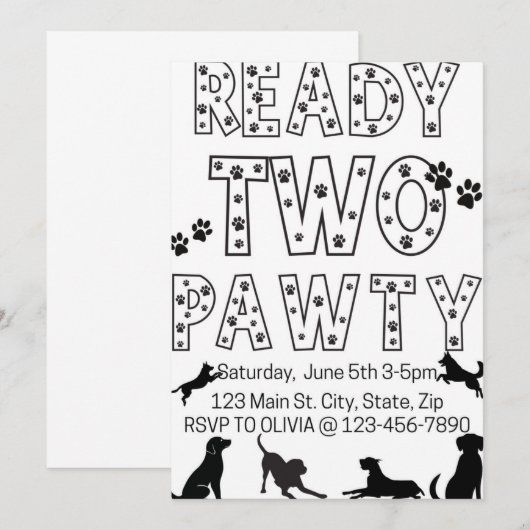 Ready to Pawty Birthday Invitation 招待状 (正面/裏面)