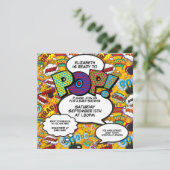Ready to Pop ベビーシャワーパーティ モダンなコミック 招待状 (スタンド正面)