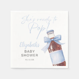 Ready To Pop Blue Bow Soda Bottle Baby Shower スタンダードカクテルナプキン