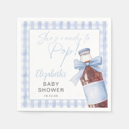 Ready To Pop Blue Bow Soda Bottle Baby Shower スタンダードカクテルナプキン