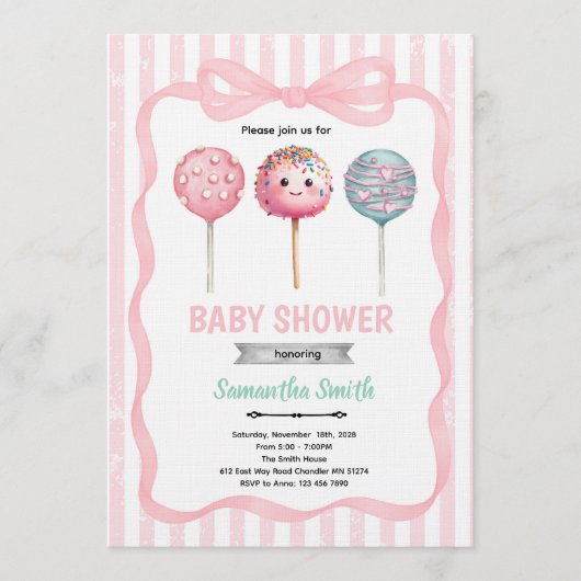 Ready to Pop Cake Pop Shower Invitation 招待状 (正面)