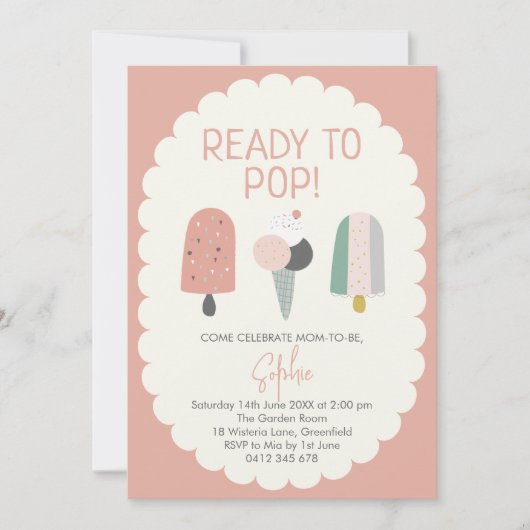 Ready to Pop Ice Cream Baby Shower Invitation 招待状 (正面)