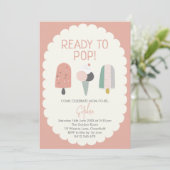 Ready to Pop Ice Cream Baby Shower Invitation 招待状 (スタンド正面)