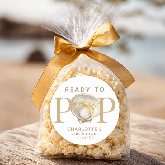 Ready to Pop Little Pearl Ocean Baby Shower Favor  ラウンドシール