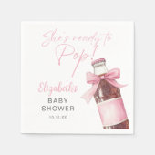 Ready To Pop Pink Bow Soda Bottle Baby Shower スタンダードカクテルナプキン (正面)